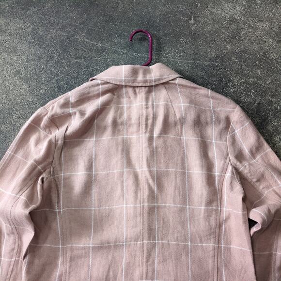 New Madewell Linen Blazer Jacket Womens S Pink Breezewoven Larsen Windowpane - Picture 4 of 11